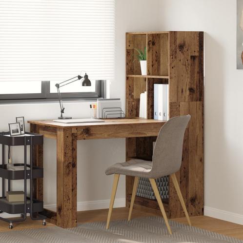 vidaXL Bureau met plank met opslag Oud Hout 122 x 67 x 145, Huis en Inrichting, Bureaus, Nieuw, Verzenden