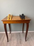 Schaakspel - Houten Schaaktafel/Muziektafel met Fraaie, Antiquités & Art, Curiosités & Brocante