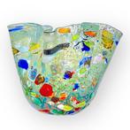 Filippo Maso - Vaas - Hemelsblauwe zakdoek met zilveren blad, Antiek en Kunst, Antiek | Glaswerk en Kristal