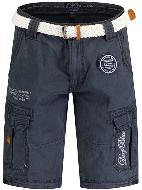 Geographical Norway Heren Bermuda Met Riem Paillette Blauw, Kleding | Heren, Broeken en Pantalons, Verzenden