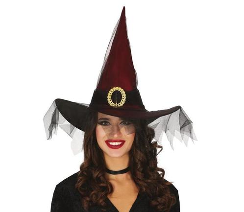 Halloween Heksenhoed Sluier Rood, Hobby en Vrije tijd, Feestartikelen, Nieuw, Verzenden