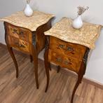 Nachtkastje (2) - Walnoot, Marmer - Stijl Louis XV, Antiek en Kunst