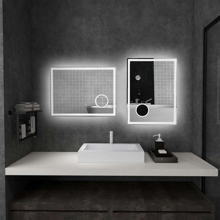 Badkamerspiegel -  - LED verlichting - Touchfunctie - Zwart, Huis en Inrichting, Woonaccessoires | Spiegels, Nieuw, Ophalen of Verzenden