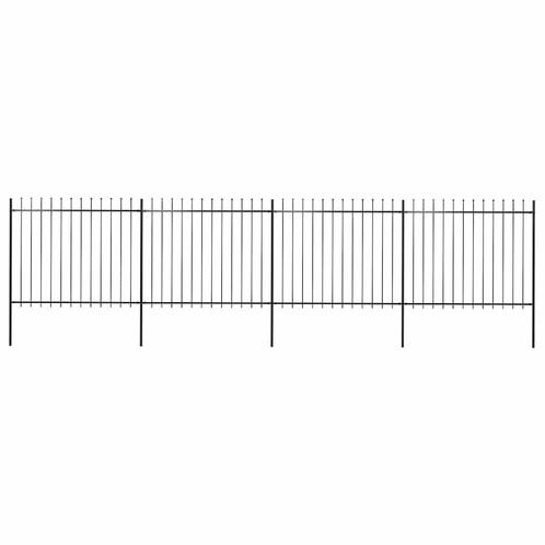 vidaXL Tuinhek met speerpunt staal 714,5x150 cm zwart, Tuin en Terras, Tuinhekken en Hekwerk, Nieuw, Verzenden