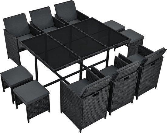 2dekans | Polyrotan Eetset Baracoa XL - 11-delig, Kubus, Tuin en Terras, Tuinsets en Loungesets, Ophalen of Verzenden