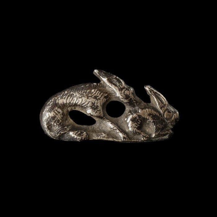 Oud-Romeins Zilver Hond en Konijn - zoomorfe broche / fibula, Antiek en Kunst, Antiek | Overige Antiek
