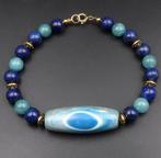 Lapis lazuli - Jadéite - Armband - Dzi Oog van Boeddha:, Antiek en Kunst