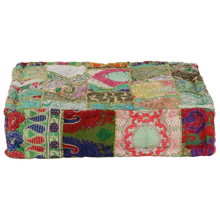 vidaXL Poef patchwork vierkant handgemaakt 50x50x12 cm, Huis en Inrichting, Zetels | Voetbanken en poefs, Nieuw, Verzenden