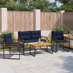 vidaXL Buitenmeubels set met kussen 4 pcs Marineblauw, Tuin en Terras, Verzenden, Nieuw