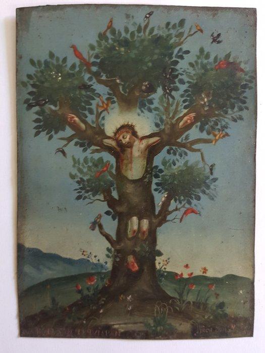 Antique Ex-voto - regard vert - 1800-1850, 1850-1900, Antiek en Kunst, Kunst | Niet-Westerse kunst
