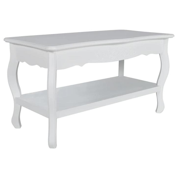Salontafel Wit Hout | OP = OP | Landelijke Stijl, Huis en Inrichting, Tafels | Salontafels, 50 tot 100 cm, Rechthoekig, Zo goed als nieuw