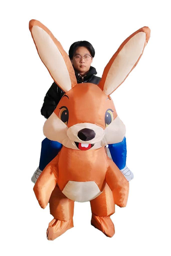 KIMU® Opblaas Kostuum Rijdend op Bruin Konijn Zittend op Paa, Vêtements | Hommes, Costumes de carnaval & Vêtements de fête, Enlèvement ou Envoi