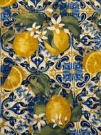 Tissu méditerranéen fantaisie Capri citrons motif carreau