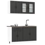 vidaXL 4-delige Keukenkastenset Lucca bewerkt hout zwart, Huis en Inrichting, Verzenden, Nieuw