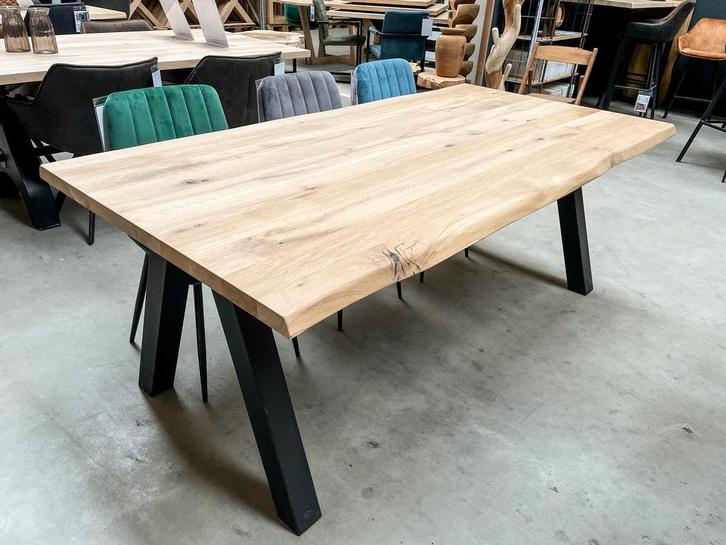 Eiken tafel | Tafelblad | Boomstam - recht | RUIME VOORRADEN, Huis en Inrichting, Tafels | Eettafels, 50 tot 100 cm, 200 cm of meer