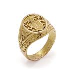 Ring Antieke 19e eeuw 18kt gouden zegelring met wapenschild, Handtassen en Accessoires, Ringen, Nieuw