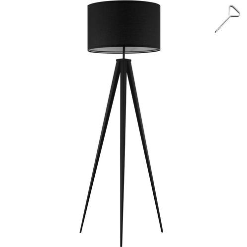 Staande lamp Lunaris, textielkap, driepootsframe - zwart, Maison & Meubles, Lampes | Autre, Envoi