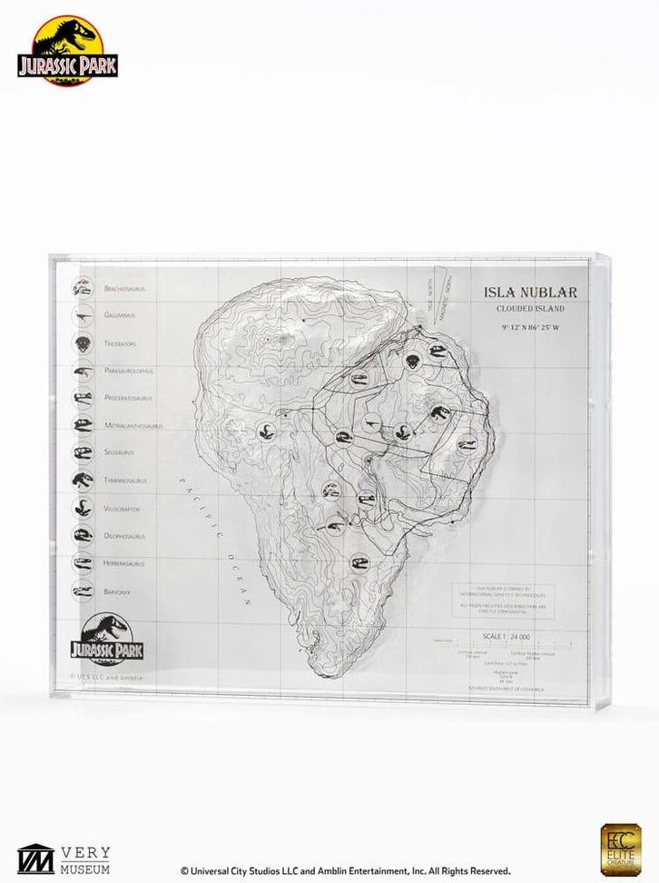 Jurassic Park Replica Topographic Map Isla Nublar 27 cm, Verzamelen, Film en Tv, Ophalen of Verzenden