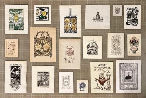 24 Ex-libris uit Spanje hoofdzakelijk uit ± 1900 tot ± 1935, Antiek en Kunst, Antiek | Boeken en Manuscripten