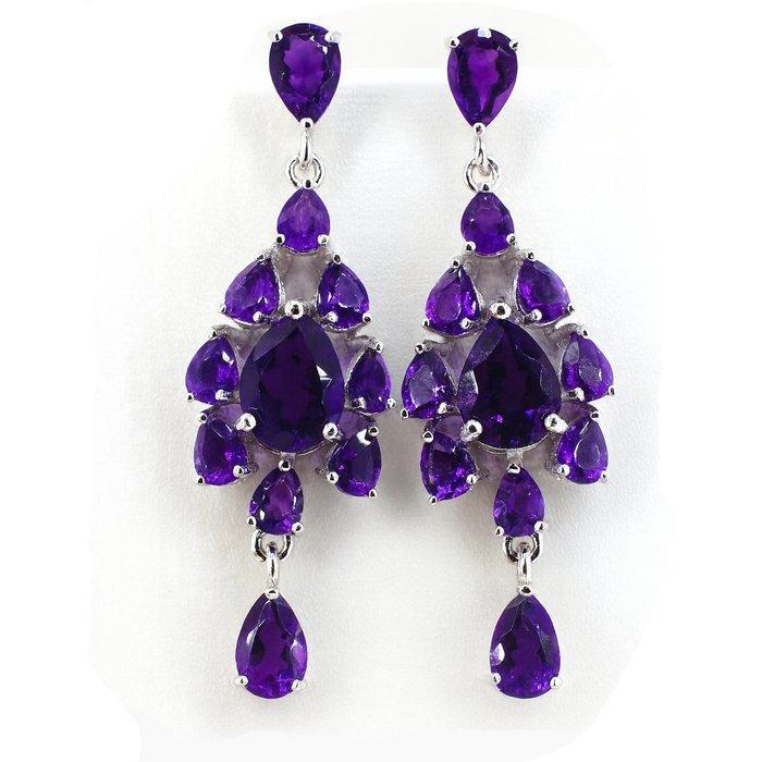 Zonder minimumprijs - Oorbellen Verguld Amethist - 18kt goud, Handtassen en Accessoires, Oorbellen