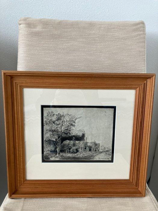 Rembrandt Van Rijn (1606-1669), after - Paesaggio con le tre, Antiquités & Art, Antiquités | Autres Antiquités