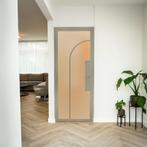 Stalen Binnendeur Kiezelgrijs 2 Vlaks rond Matglas Met slot, Minder dan 80 cm, Binnendeur, Nieuw, Metaal