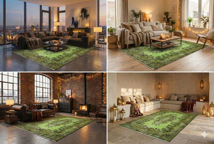 Green vintage - Vloerkleed - 285 cm - 185 cm - met, Antiek en Kunst, Kunst | Designobjecten