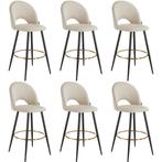 tectake Barkruk Sachel met rugleuning, fluweellook - crème/z, Huis en Inrichting, Verzenden, Nieuw