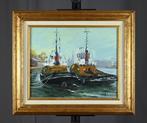 Jean Quemere (né en 1942) - Rouen, remorqueurs à quai, Antiek en Kunst