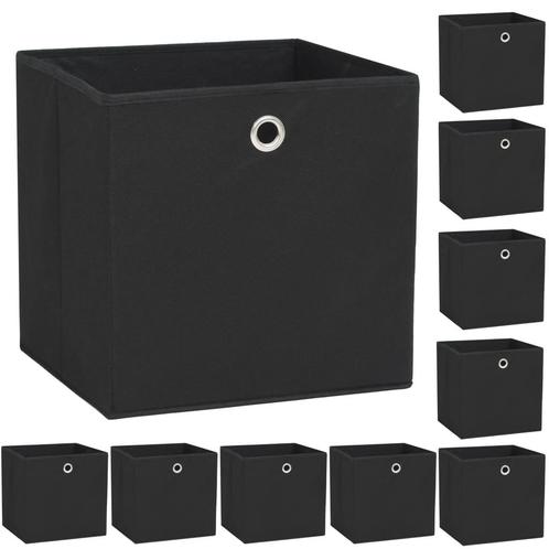 vidaXL Opbergboxen 10 st 32x32x32 cm nonwoven stof zwart, Doe-het-zelf en Bouw, Kratten en Dozen, Nieuw, Verzenden