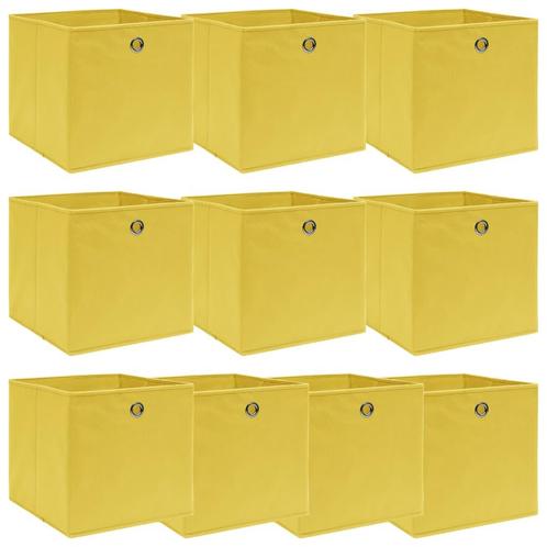 vidaXL Opbergboxen 10 st 32x32x32 cm stof geel, Bricolage & Construction, Casiers & Boîtes, Envoi