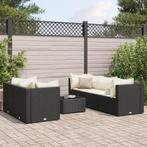vidaXL 6-delige Loungeset met kussens poly rattan zwart, Verzenden, Nieuw, Loungeset