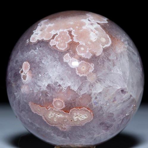 Sphère en Améthyste avec Géode et Agate Sakura : une fusion, Verzamelen, Mineralen en Fossielen