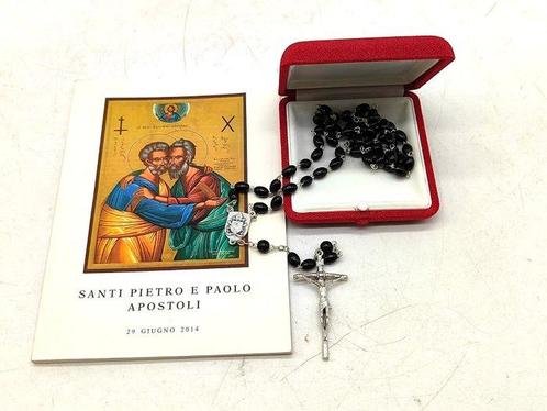 Chapelet - Rosario SFERE NOIR du Pape François béni, Antiek en Kunst, Antiek | Boeken en Manuscripten