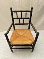Stoel - Franse Bobbin Hoekstoel met Rieten Afwerking - Hout,, Antiek en Kunst