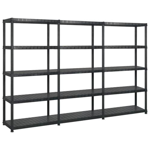 vidaXL Opbergrek 5-laags 255x40x185 cm kunststof zwart, Huis en Inrichting, Kasten | Stellingkasten, Nieuw, Verzenden