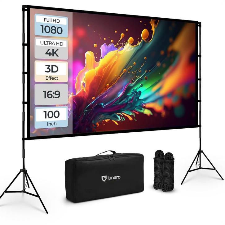 Lunaro Projectiescherm met Statief – Projectiescherm –, Audio, Tv en Foto, Overige Audio, Tv en Foto, Zo goed als nieuw, Verzenden