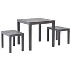 vidaXL Tuintafel met 2 banken kunststof bruin, Tuin en Terras, Verzenden, Nieuw