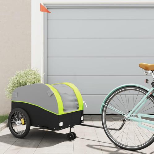 vidaXL Fietstrailer 45 kg ijzer zwart en groen, Fietsen en Brommers, Fietsaccessoires | Aanhangwagens en Karren, Nieuw, Verzenden