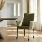 Leren eetkamerstoel Comfort met wieltjes en armleuning -, Huis en Inrichting, Stoelen, Ophalen of Verzenden, Nieuw, Leer, Modern