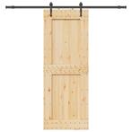 vidaXL Schuifdeur met beslag 85x210 cm massief grenenhout, Doe-het-zelf en Bouw, Verzenden, Nieuw