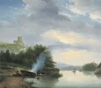 Andreas Schelfhout (1787-1870) - A hilly river landscape