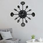 vidaXL Wandklok lepel-en-vork 40 cm aluminium zwart, Huis en Inrichting, Woonaccessoires | Klokken, Verzenden, Nieuw
