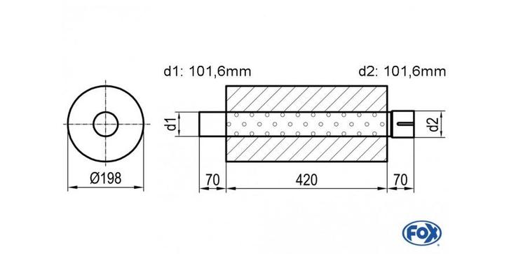 FOX Universele demper, rond met aansluitstuk - verwerking 62, Autos : Pièces & Accessoires, Systèmes d'échappement, Envoi