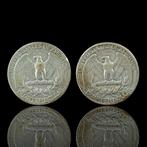 États-Unis. 2 x ¼ Dollar Washington Silver Quarter