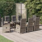 vidaXL 9-delige Tuinset met kussens poly rattan zwart en, Tuin en Terras, Tuinsets en Loungesets, Verzenden, Nieuw, Tuinset