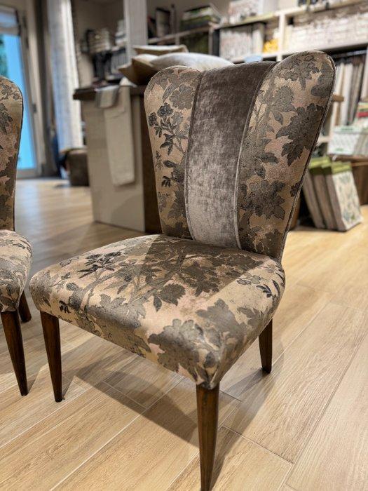 Fauteuil - Fluweel, Textiel - Paar gestoffeerde fauteuils in, Antiek en Kunst, Curiosa en Brocante