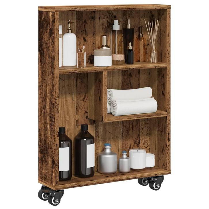 vidaXL Opbergtrolley smal 48x13x68 cm bewerkt hout oud, Huis en Inrichting, Kasten | Boekenkasten, Nieuw, Verzenden