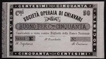 Italië, Chiavari. - 50 centesimi di Lire 07/06/1868 - beschikbaar voor biedingen