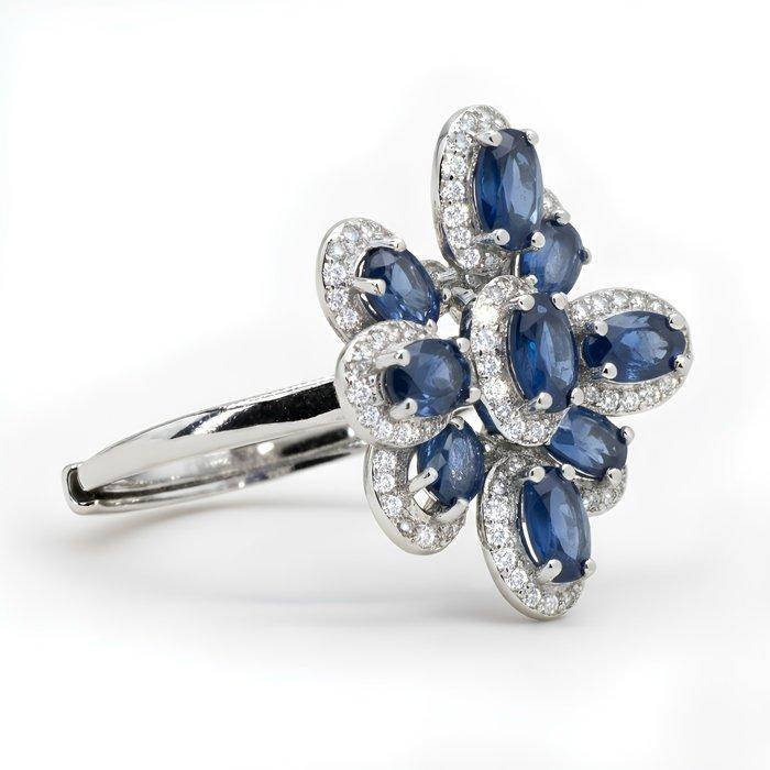 Zonder minimumprijs - Ring Verguld Saffier - Topaas - 18kt, Handtassen en Accessoires, Ringen